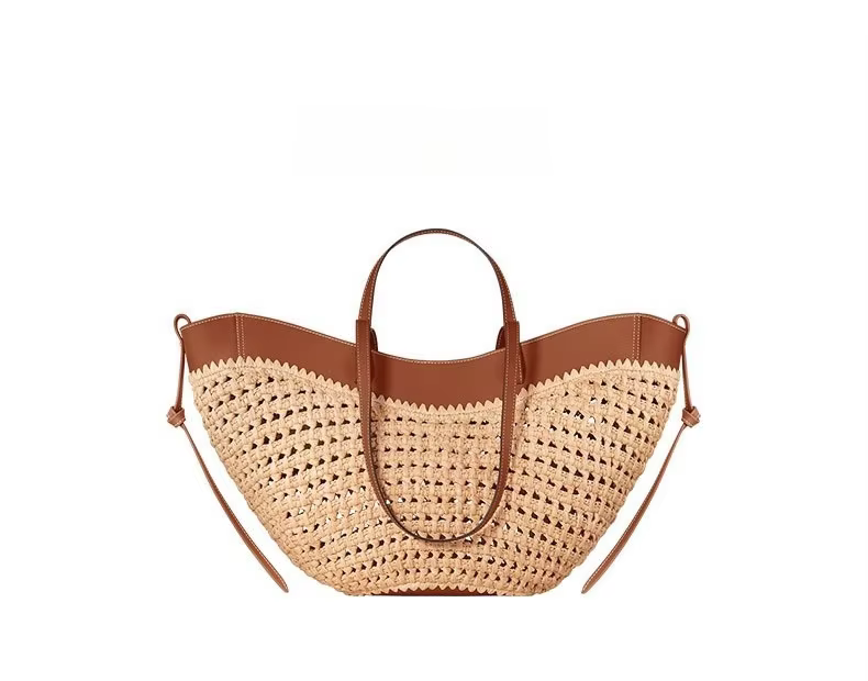 Sac fourre-tout tissé minimaliste, sac à bandoulière en paille décontracté et simple pour femme, sac