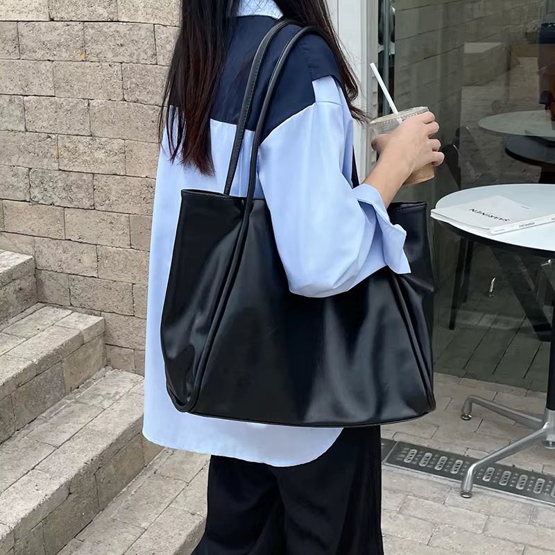 Sac fourre-tout en cuir PU souple pour femme, sac à bandoulière rétro, sacs de seau portables décont