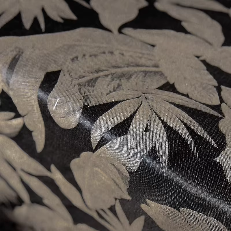 Tissu imprimé feuille de bananier noir, robe douce, costume rétro, matériel artisanal de designer, d