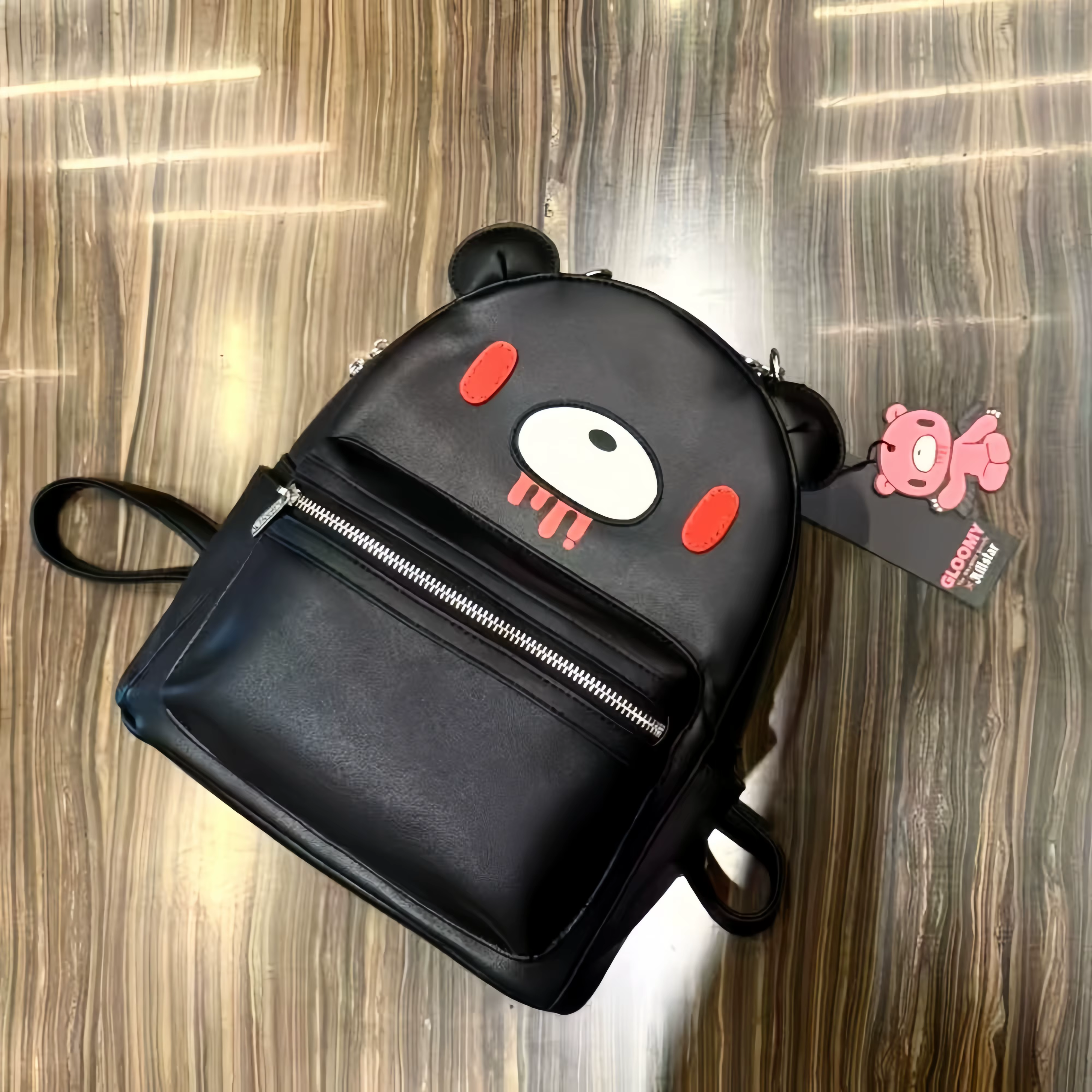 Sac à dos en cuir PU noir Y2K, style ours, Kawaii, effrayant, mignon, gothique, punk, sac de poupée,
