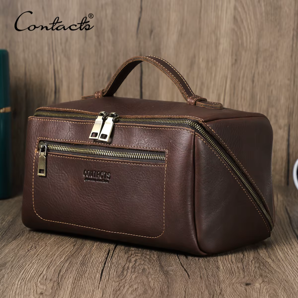 CONTACT'S sacs à cosmétiques en cuir véritable pour hommes sac de maquillage de haute qualité sac de