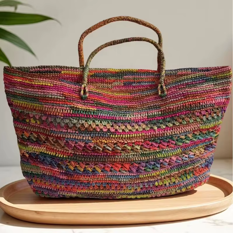 Sac à main en raphia coloré tissé à la main, sac seau de luxe pour femmes, sac à main de plage estiv