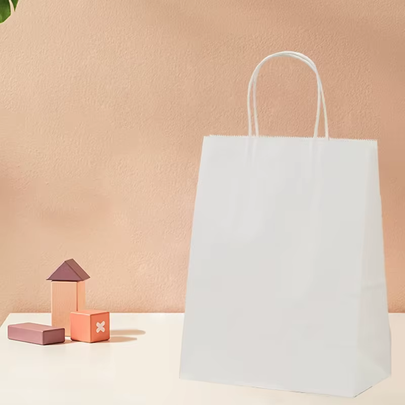 Sacs à main en papier Kraft, 50 pièces, sacs à main pour thé au lait, cosmétiques à emporter, magasi