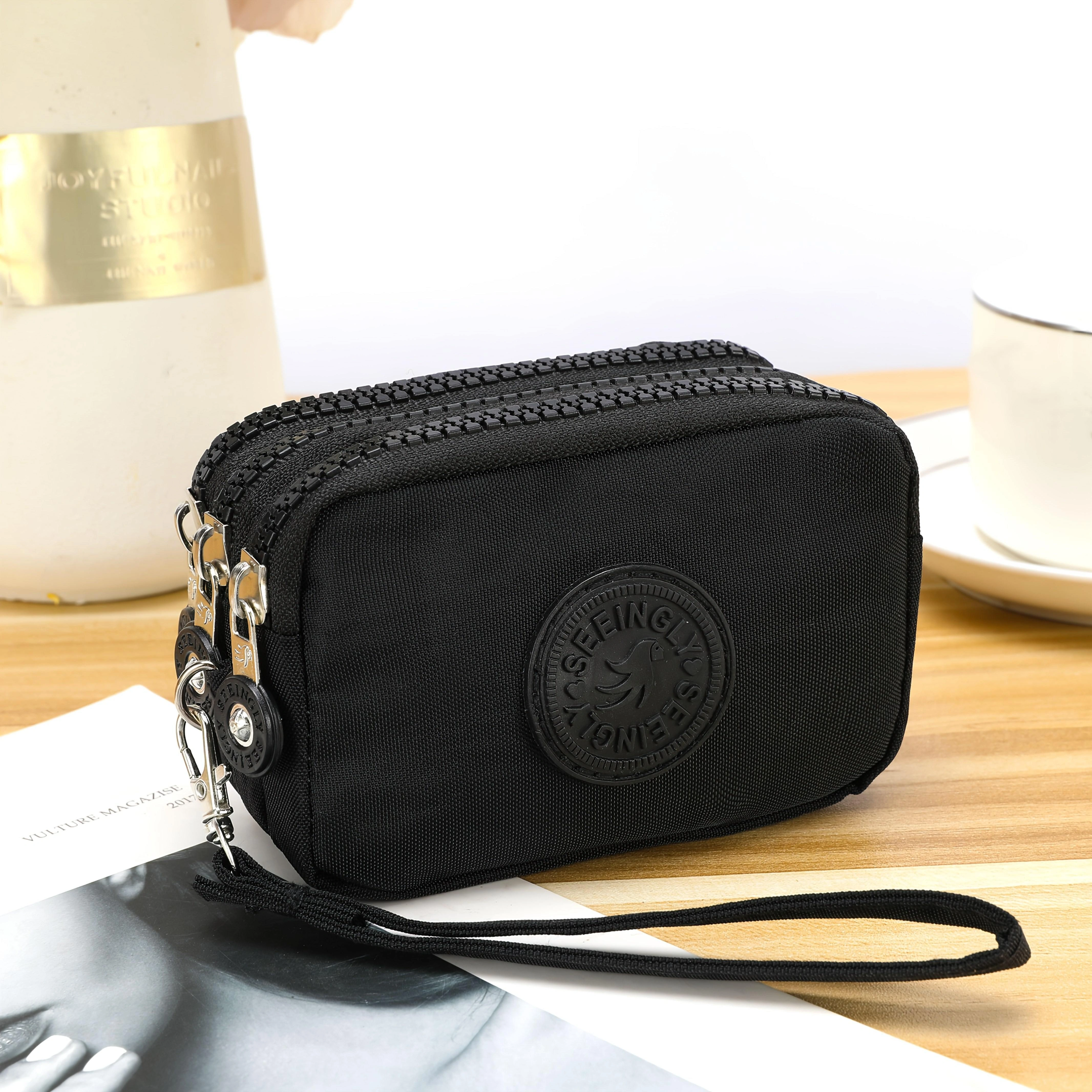 1 mini porte-monnaie en nylon facile à utiliser - une mini pochette à clés avec trois fermetures écl