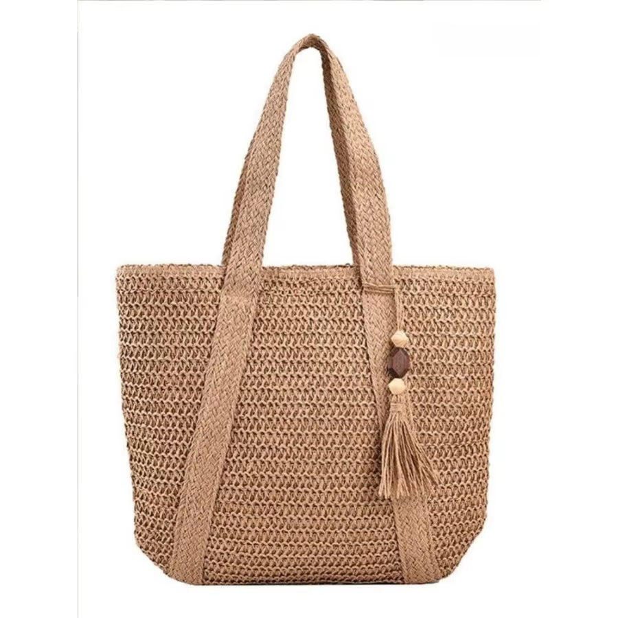 Sac fourre-tout bohème en raphia pour femme, grande capacité, sac à bandoulière tissé à la main avec