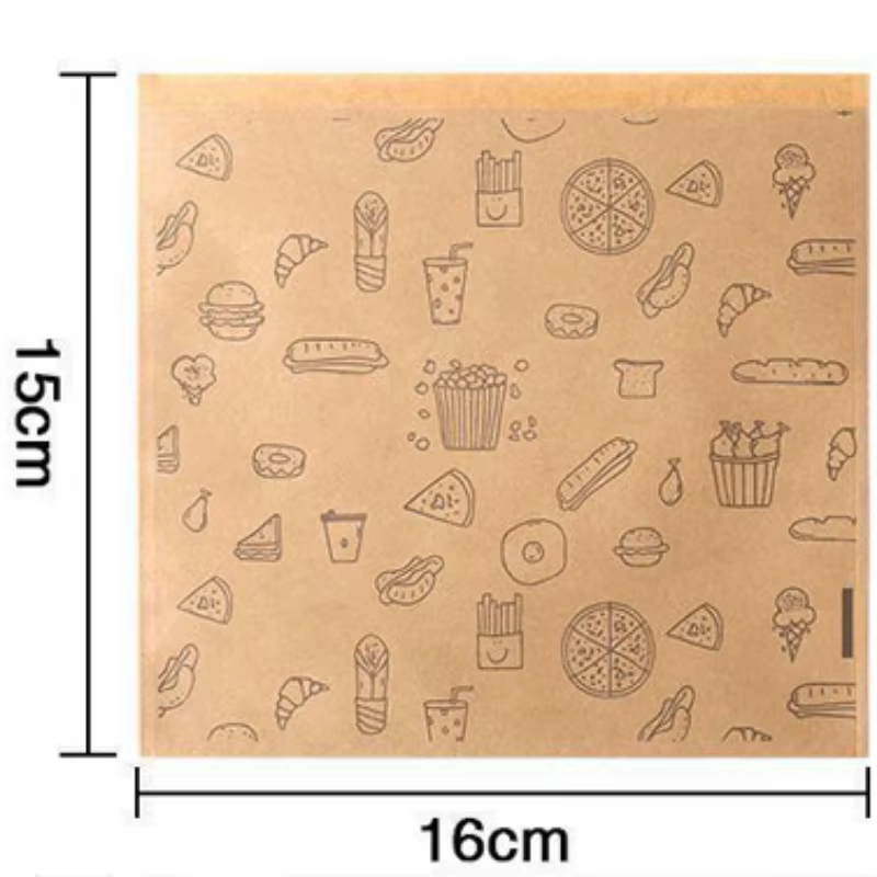 Sac en papier résistant à la graisse, sac en papier Kraft, sac d'emballage alimentaire, emballage je