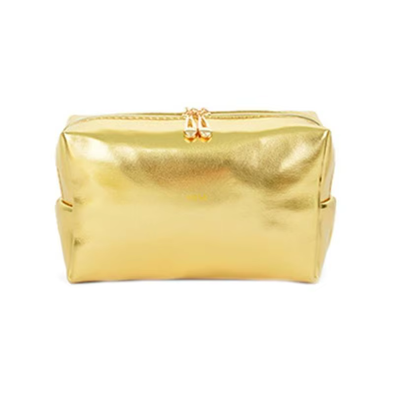 Pochette maquillage dorée pour femmes, étui maquillage polyvalent, organisateur cosmétiques étanche,
