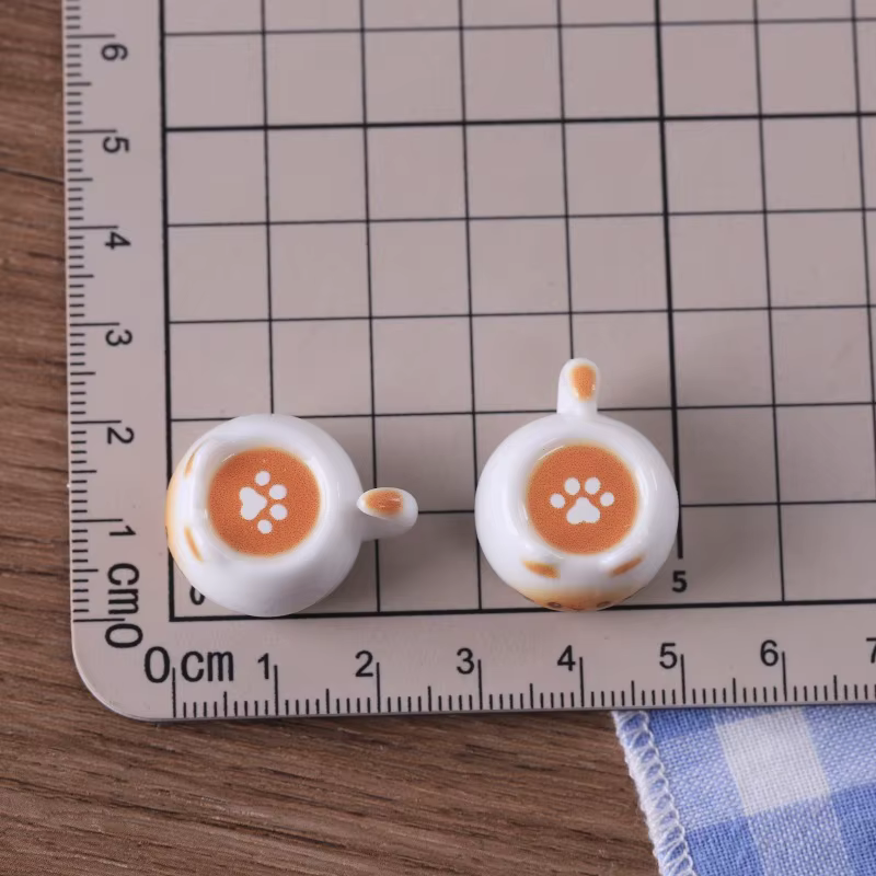 Lot de 5 mini-tasses à café en résine, motif patte de chat mignonne et kawaii, pour DIY, tasses à la
