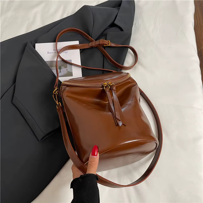 Sac à bandoulière seau Vintage pour femmes, sac à main à bandoulière en cuir souple de qualité, sac