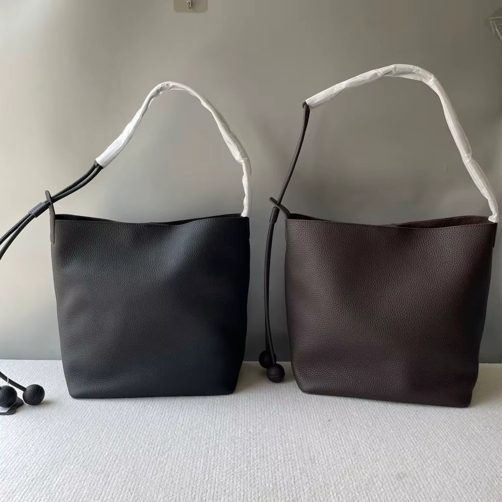 Sac seau en cuir de vachette première couche, style décontracté haut de gamme, sac à main en cuir vé