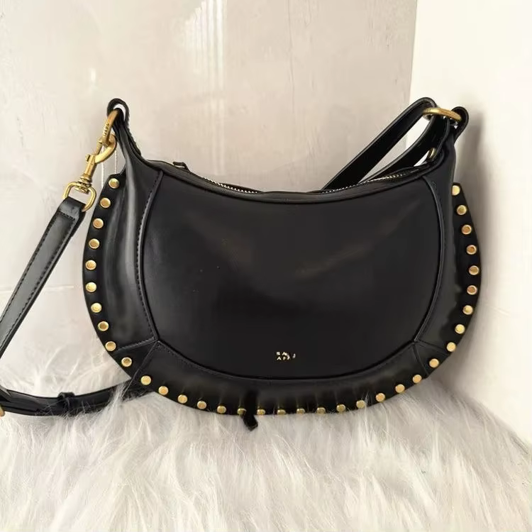 Sac Y2 Classic Light Luxury au design demi-lune avec rivets dorés - Sac à main rétro à bandoulière u