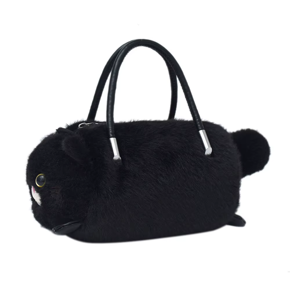 Sac à main tendance pour femme, style chat, en fausse fourrure moelleuse, décontracté, petit et mign