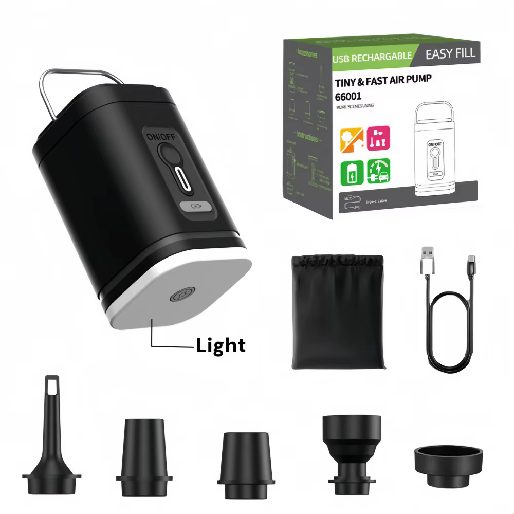 Mini pompe à air portable 1200mAh, gonfleur/dégonfleur sans fil rechargeable par USB pour matelas de