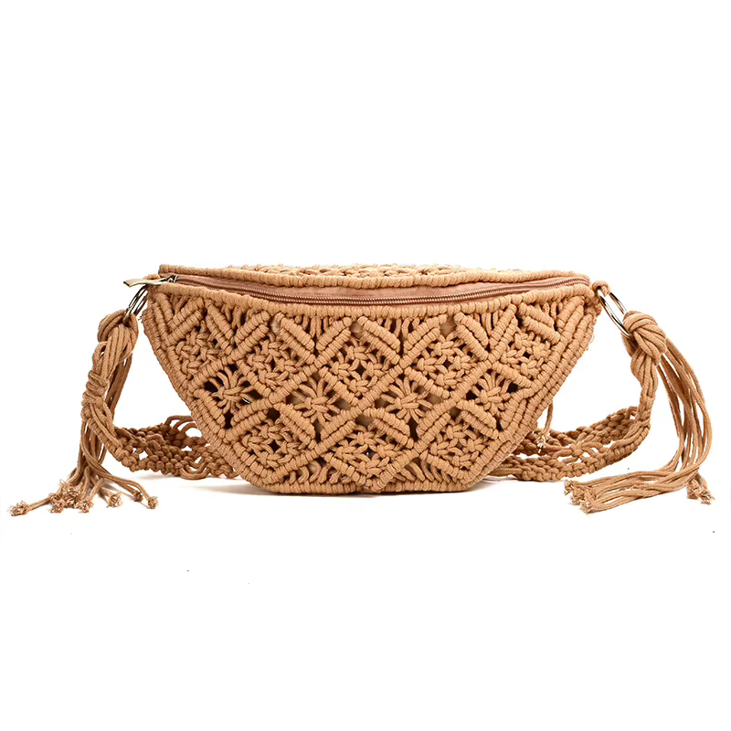 Sac de plage bohème tissé à la main avec pompons, crochet en coton évidé, fourre-tout de voyage, sac