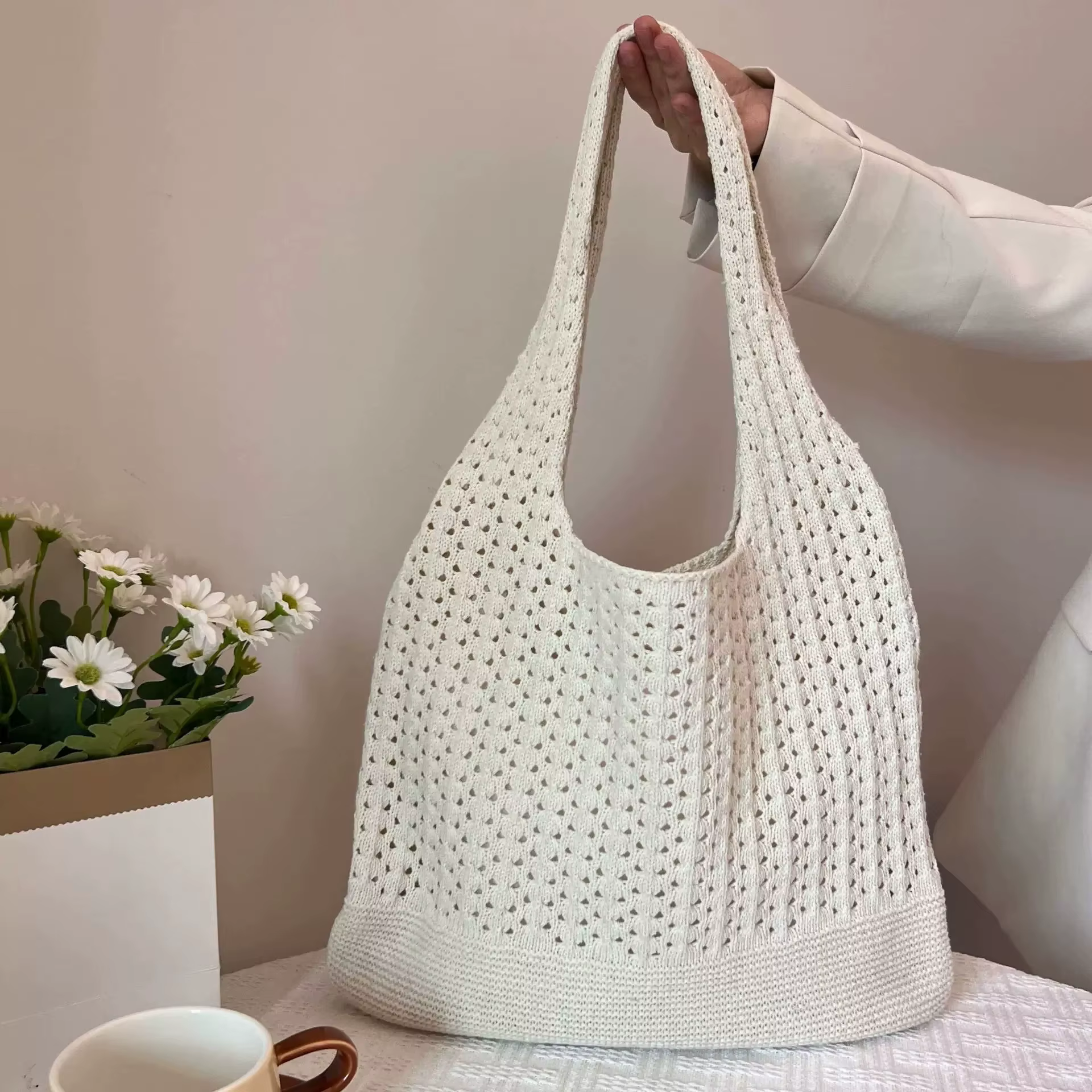 Nouveau style été 2026 – Grand sac de plage en paille tressée, sac à bandoulière décontracté pour fe