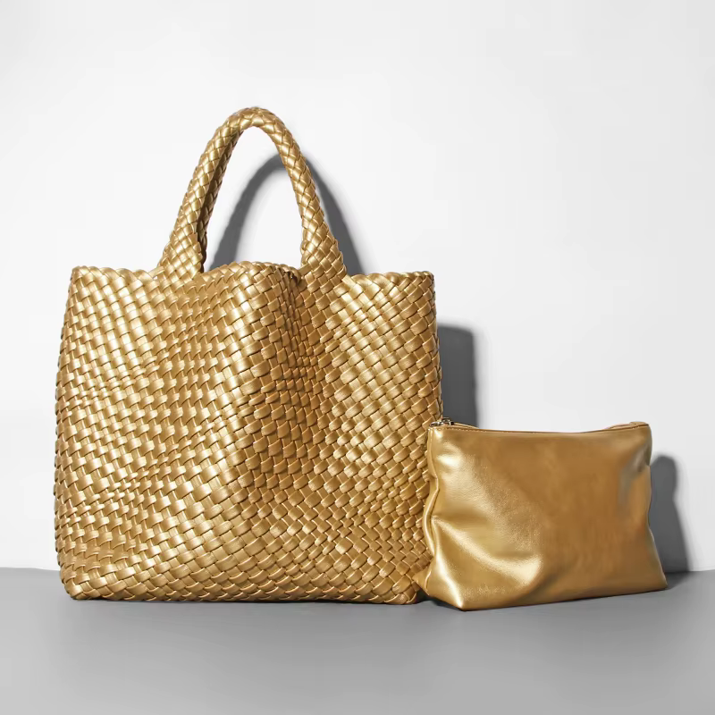 Nouveaux sacs à main tissés en maille dorée grande capacité 2026 pour femmes, sacs de plage, sacs de