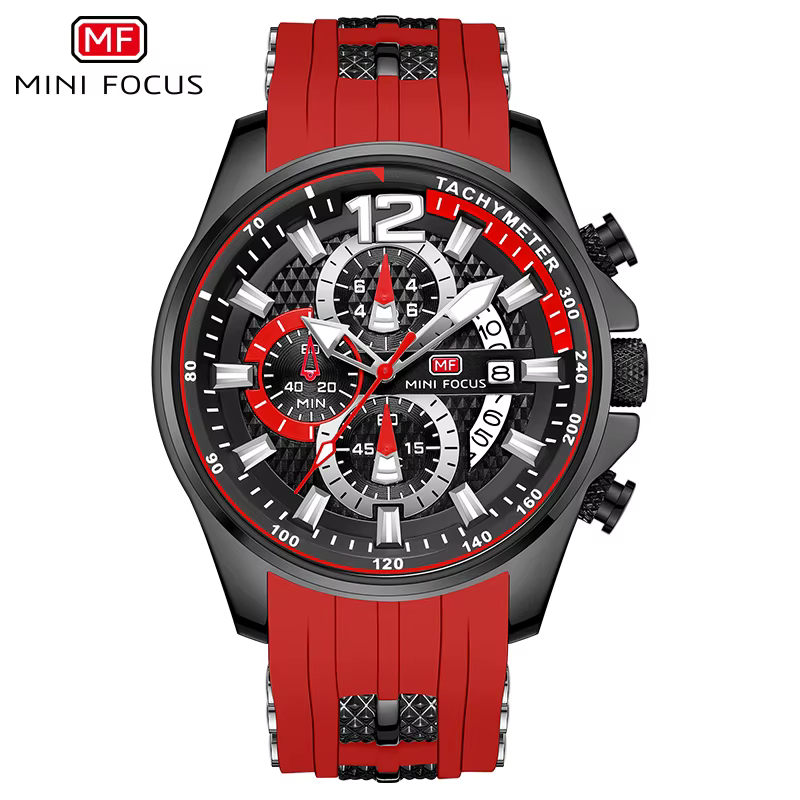 Montres à quartz MINI FOCUS pour hommes, montres de sport décontractées avec cadran chronographe en 