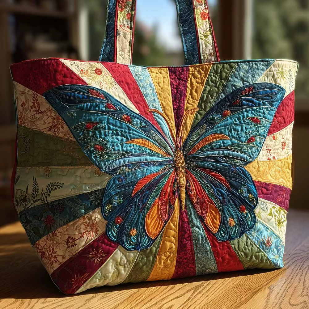 Sac fourre-tout matelassé pour femmes, motifs papillons, sac à main de voyage léger vintage, grande 