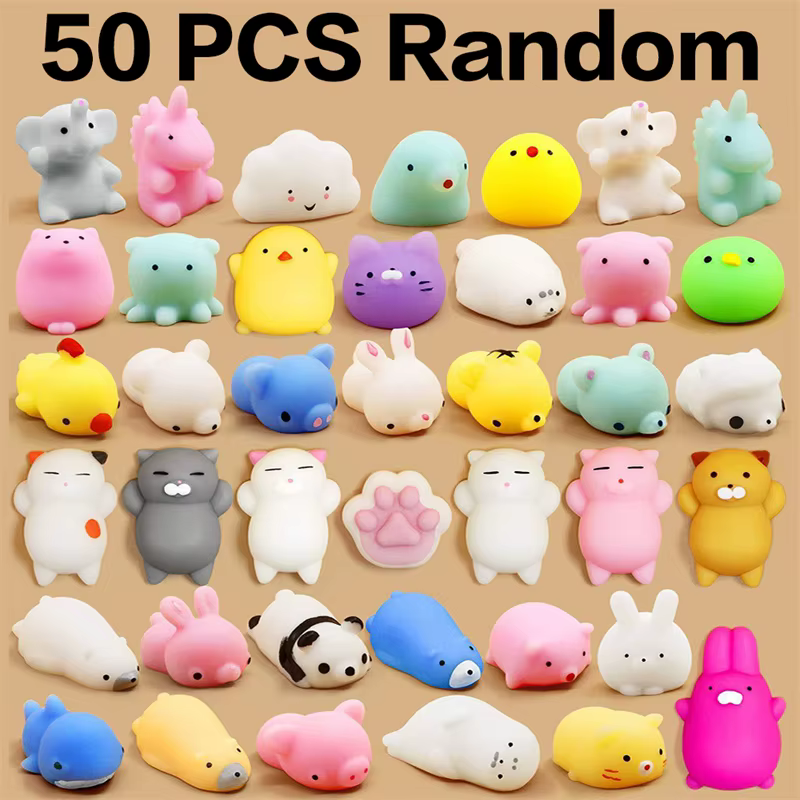 50-5PCS Mochi Squishies Kawaii Anima Squishy Toys pour la réduction du stress, balles à presser, cad