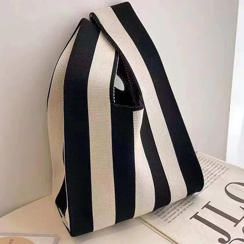 Sacs à main tricotés faits à la main pour femmes, Mini sac de poignet à nœud, fourre-tout coréen déc
