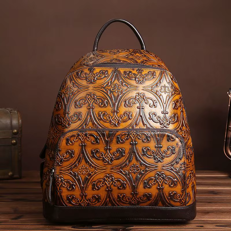 Sacs à dos en cuir faits à la main pour femmes, paquet d'automne et d'hiver, couche supérieure en re