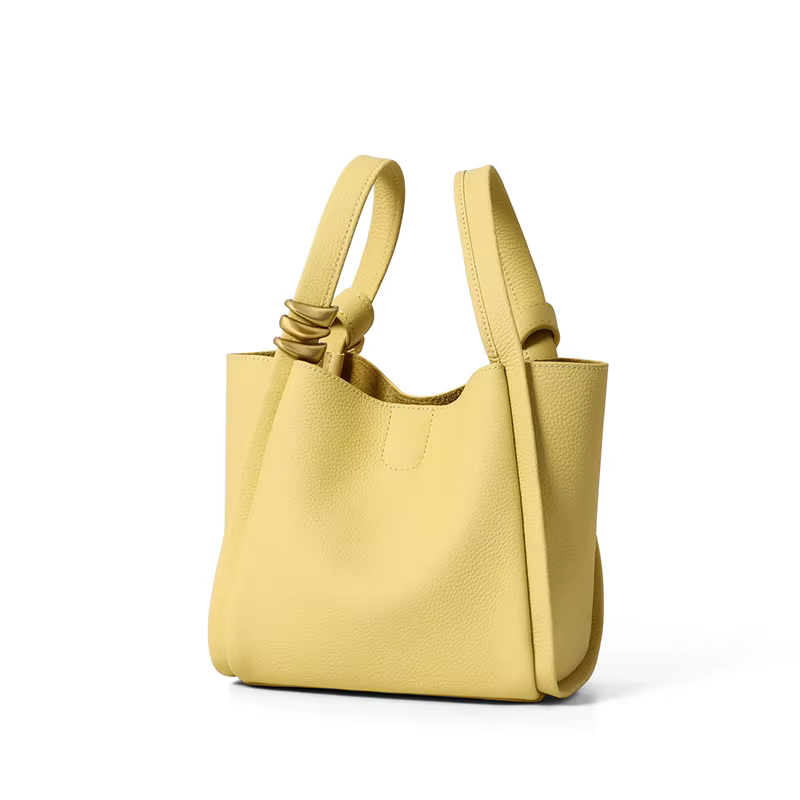 Sac à Main en Cuir de Vache Jaune pour Femme, Fourre-Tout de Marque de Styliste, Luxueux, à la Mode,