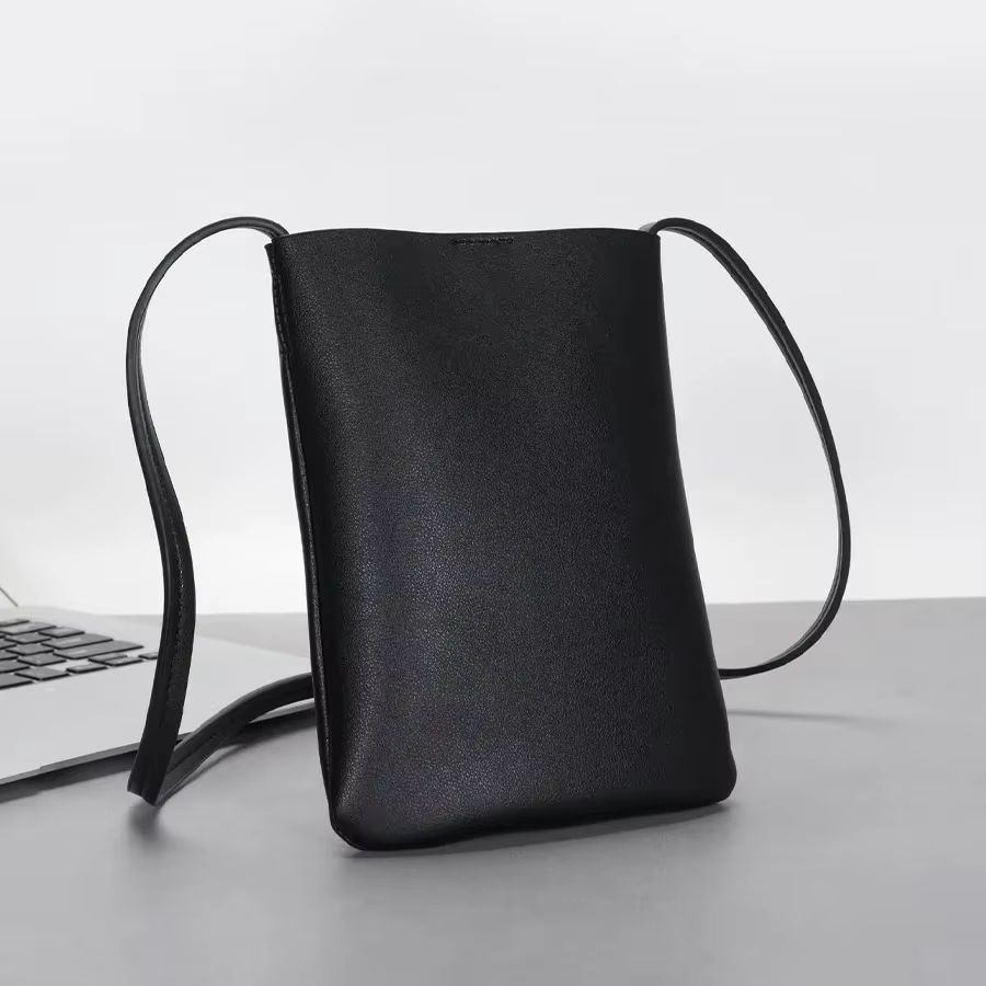 Petit sac à bandoulière en cuir pour femmes, sac noir pour téléphone portable, sac à bandoulière lég