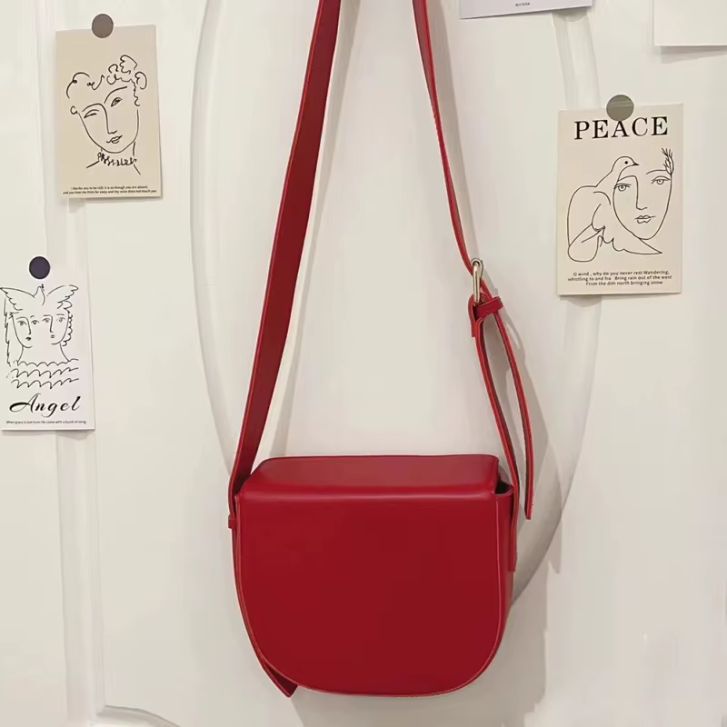Femmes Vintage Rouge Sacs de Messager De Couleur Unie Dames Selle Sacs À Bandoulière Sacs À Main et