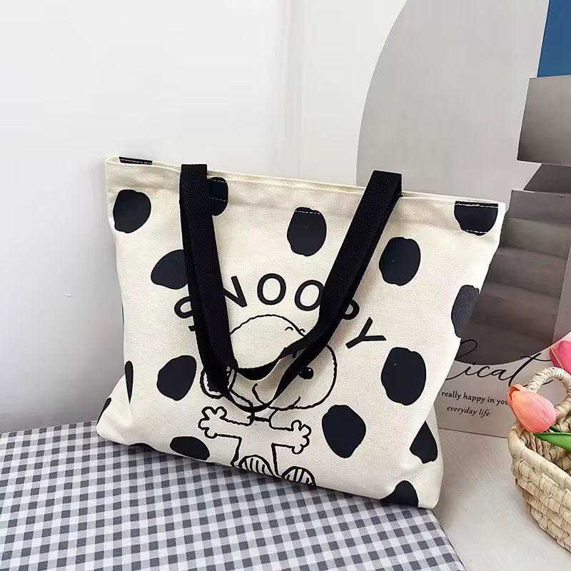 Sac à bandoulière en toile Snoopy pour femmes, sac fourre-tout de grande capacité, sac à main décont