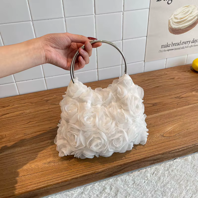Sacs fourre-tout de luxe à fleurs roses pour femmes, robes de bal pour femmes, sacs élégants pour fe