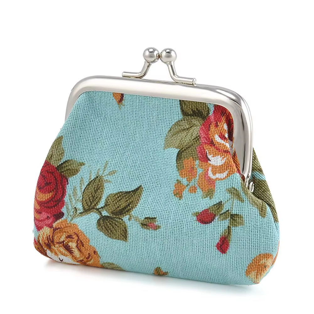 Lady Floral Hasp Retro Mini Clutch Bag Coin Purse Small Wallet Credit Card Holder