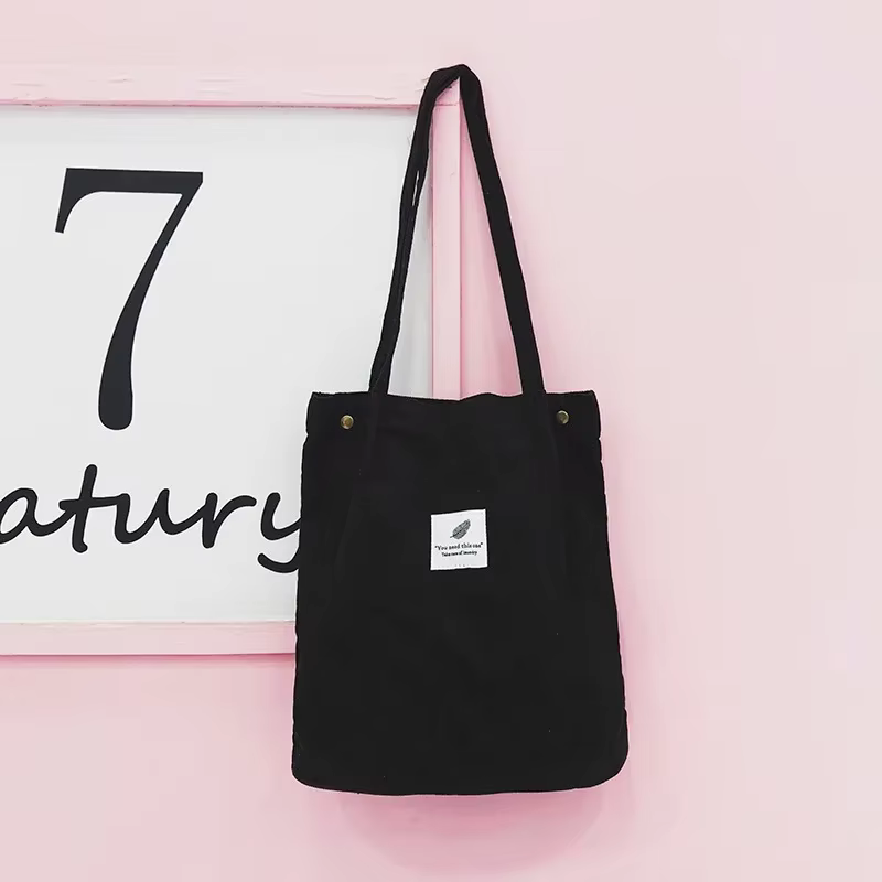 Sac à Main en Velours Côtelé pour Femme, Rangement Environnemental, Niche Réutilisable, Fourre-Tout 
