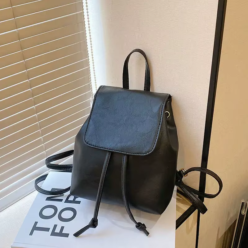 Nouveau Mini sac à dos artistique marron avec cordon de serrage pour femmes, sac à bandoulière simpl