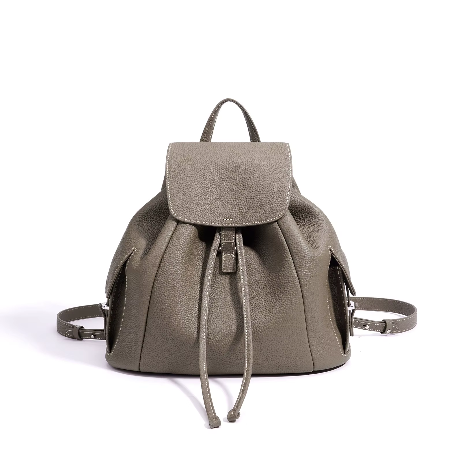 Sac à dos tendance et décontracté pour femme, couleur beige, en cuir de vachette de première qualité