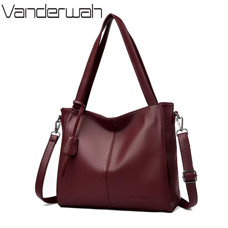 Véritable marque Top qualité en cuir Sac fourre-tout décontracté sacs à Main de luxe femmes sacs con