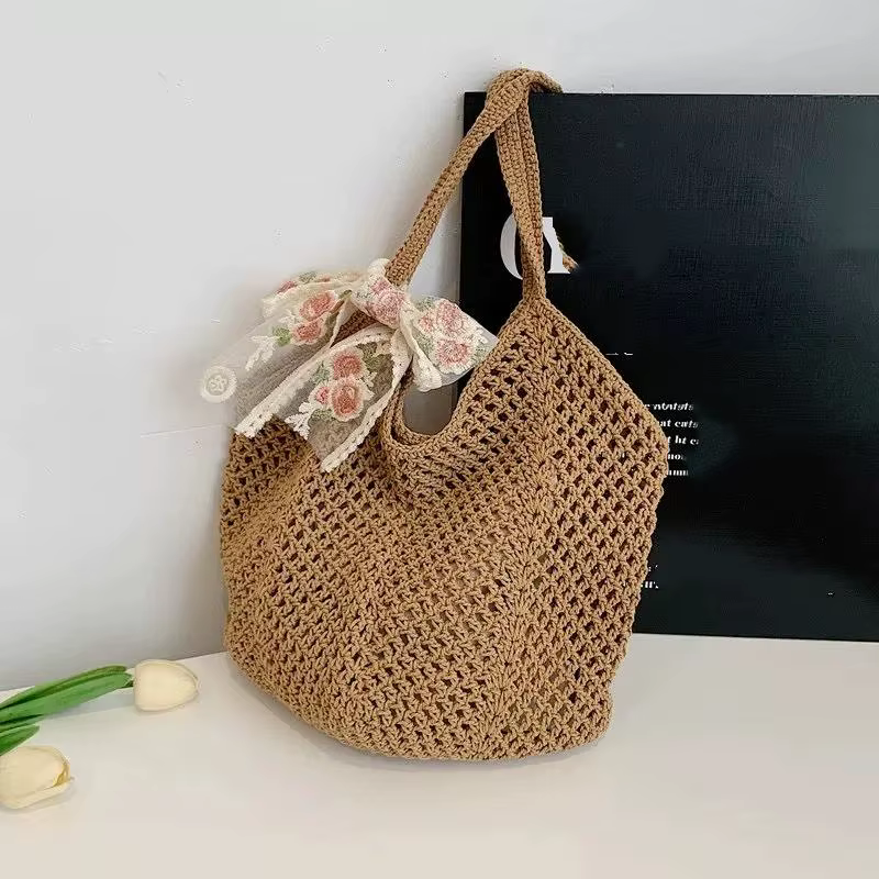 ✔ Sac tissé grande capacité pour femme, sac à bandoulière décontracté en paille et osier, sac fourre