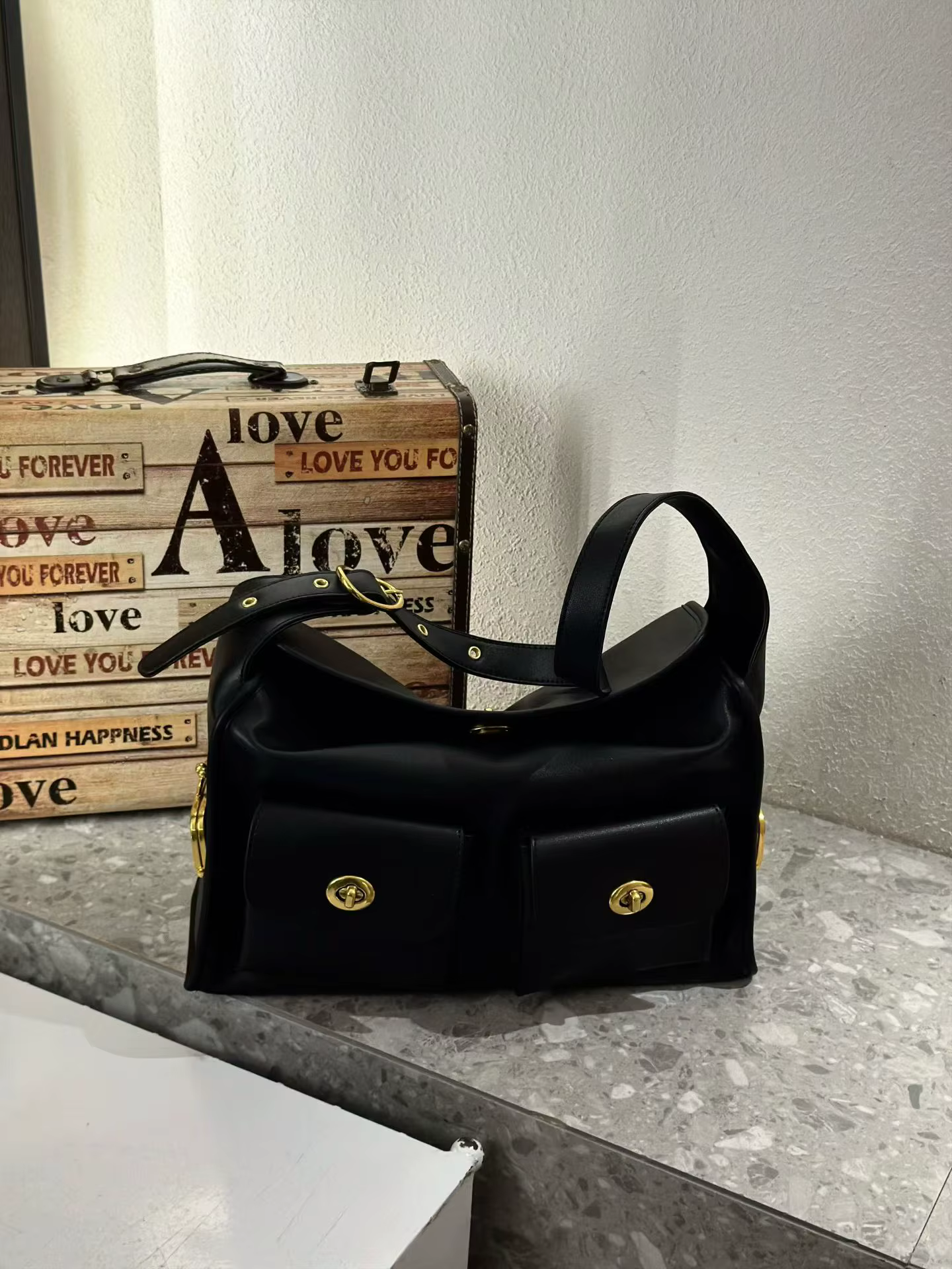 Sacs à main à bandoulière de style vintage pour femmes, sacs en cuir PU souple, grande capacité, fer