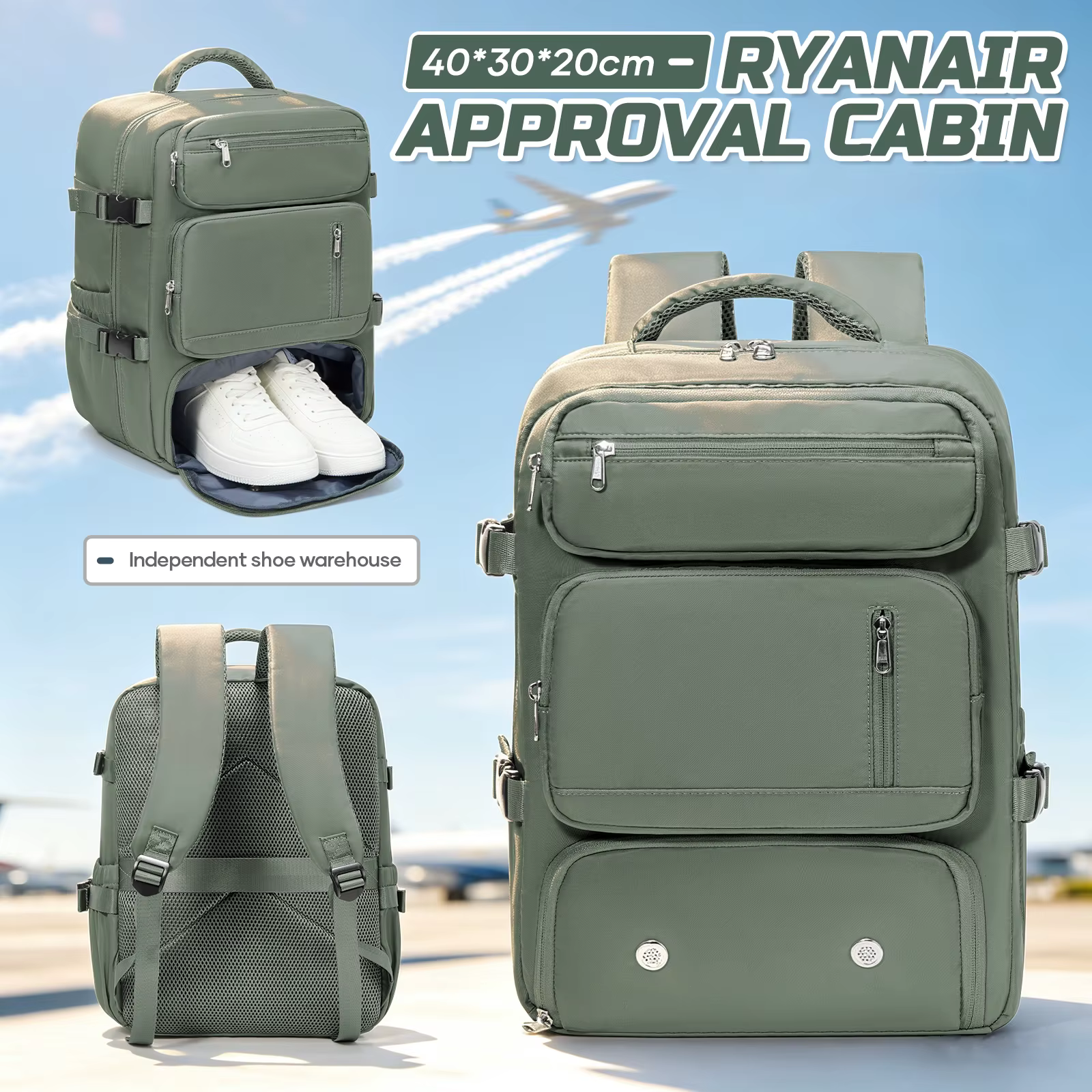 Sac à dos de voyage sac de cabine d'avion sac à dos Ryanair 40x20x25 bagages pochette d'ordinateur a