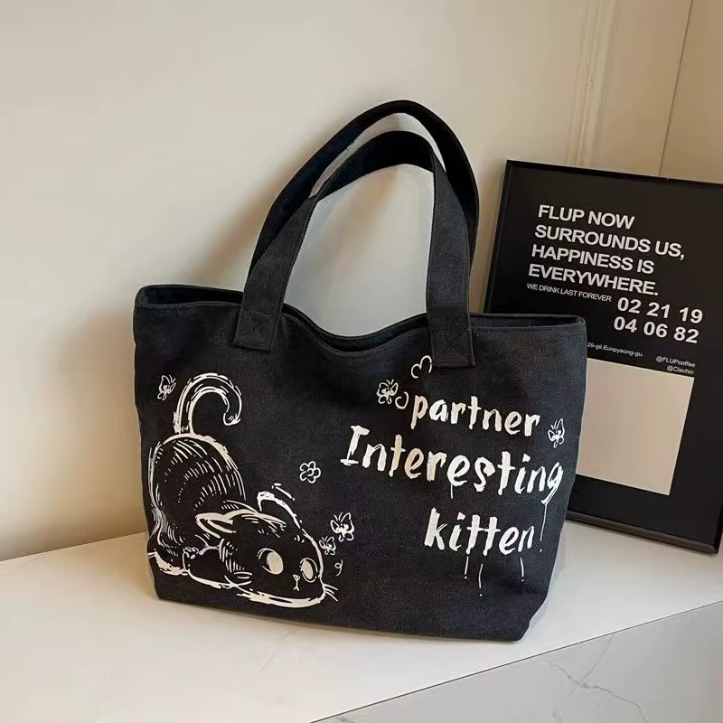 Sac fourre-tout en toile pour femme, élégant, spacieux et durable, avec fermeture éclair et design c