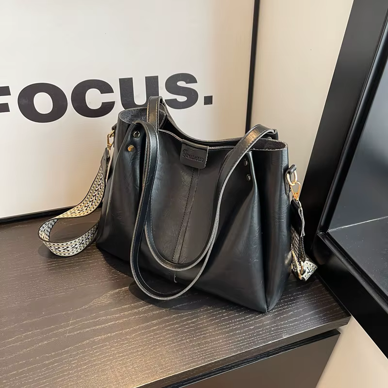 Sac fourre-tout Vintage de grande capacité, nouveau modèle de sac à main avec large bandoulière de q