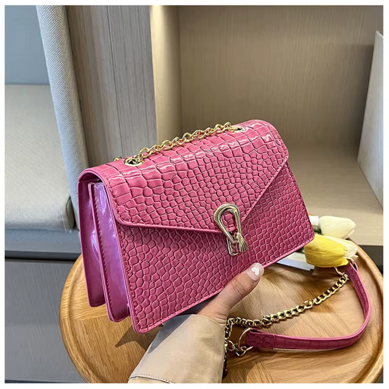 Sacs à bandoulière motif Crocodile pour femmes, sac carré avec chaînes à la mode, sac à main en cuir
