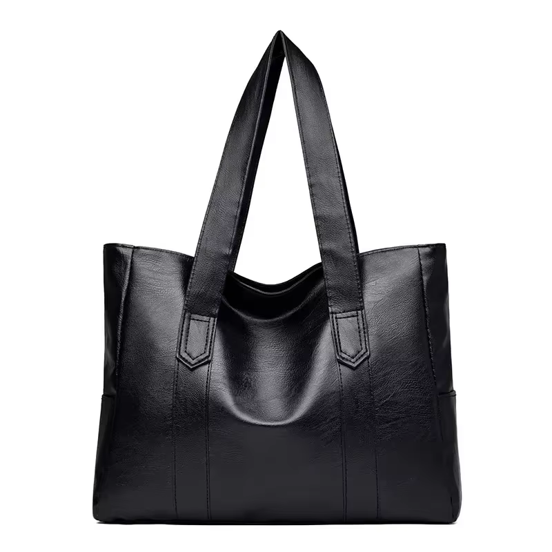 Grand sac cartable en cuir souple pour femmes, classique, couleur unie, Simple, décontracté, grande 
