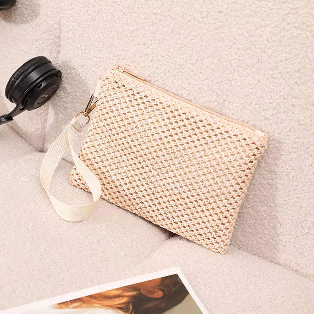 Sac à dos en paille tissé fait à la main pour femmes, pocommuniste pour filles, sac de messager, por