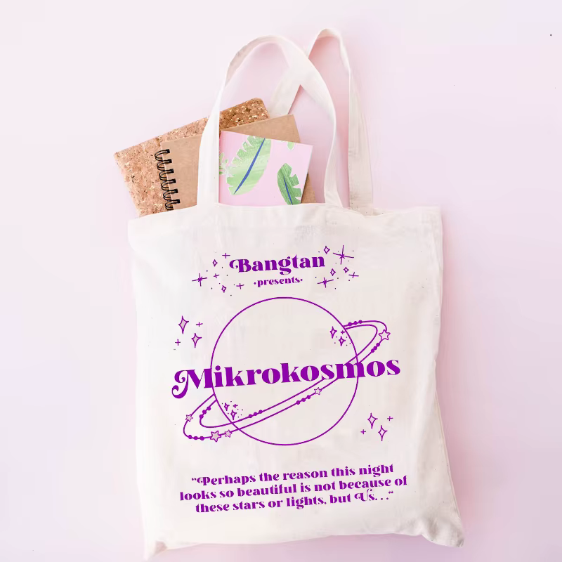 Bangtan-Sac fourre-tout en toile imprimée, sac shopper réutilisable, sac initié polyvalent, sac à ma