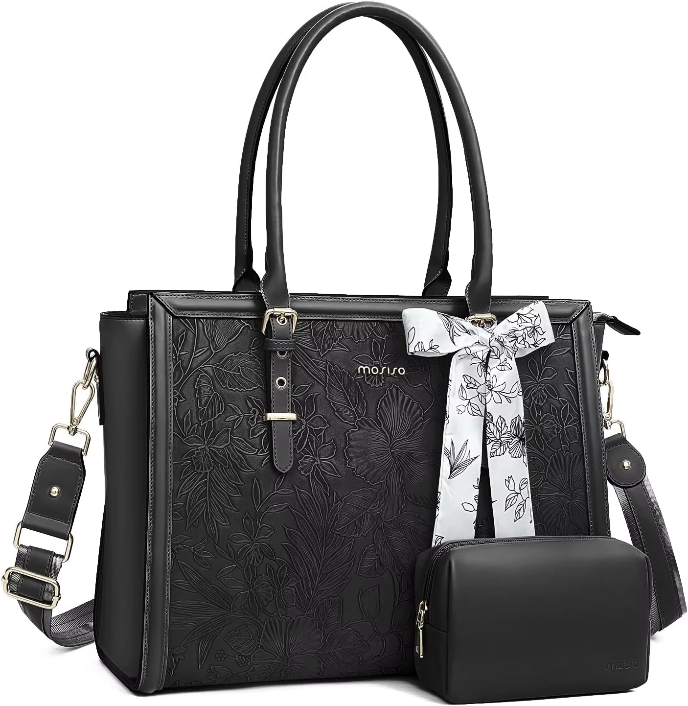MOSISO sacs fourre-tout 15.6 17.3 pouces pour grande capacité étanche en cuir PU pour femmes sac d'a