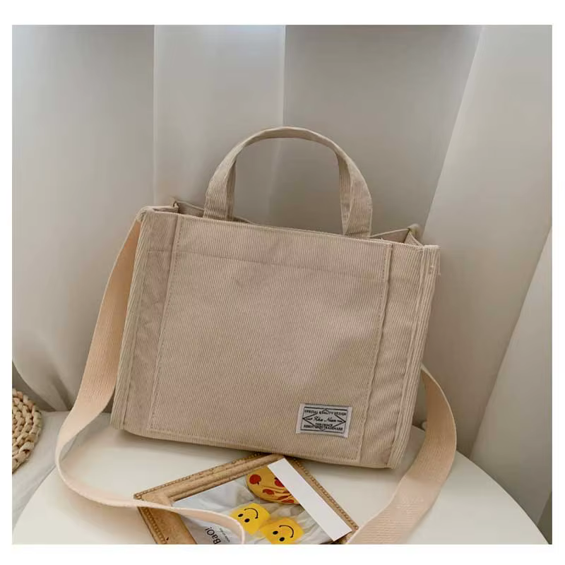 Sac fourre-tout à bandoulière en velours côtelé, sac à bandoulière carré pour femmes, sac fourre-tou