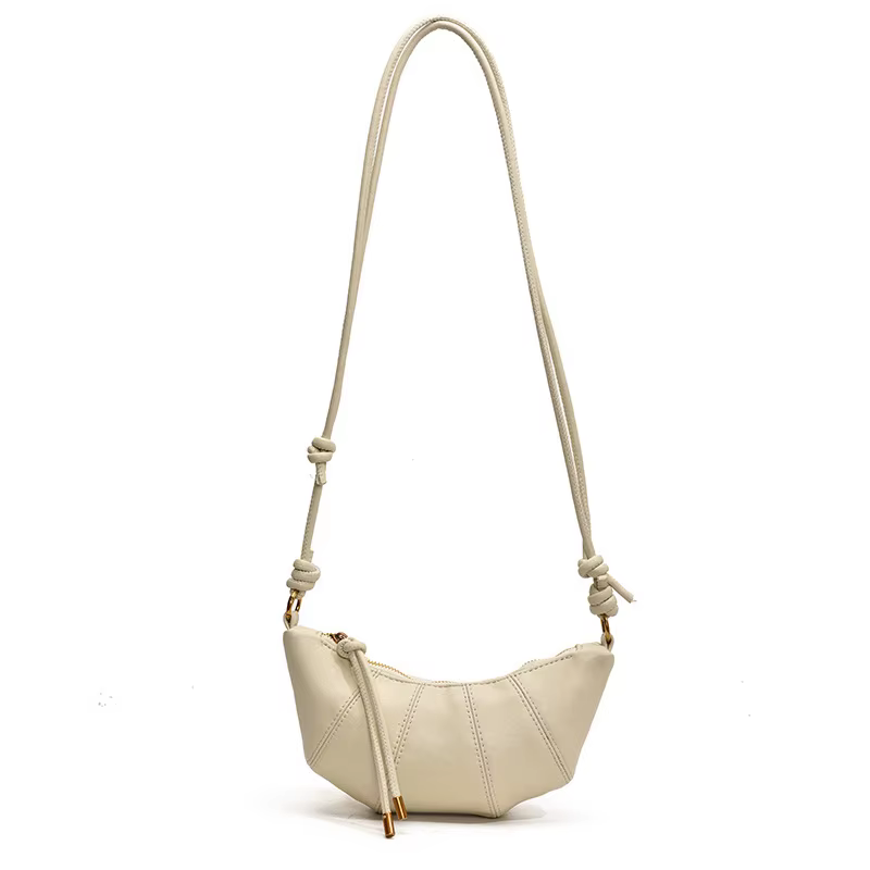Sac bandoulière Croissant style français, design simple et tendance, polyvalent, mode décontractée,