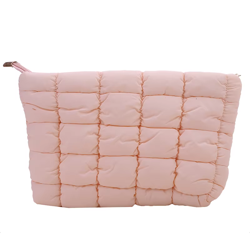 Pochette de maquillage rembourrée et matelassée pour femmes, sac de rangement de maquillage bouffant
