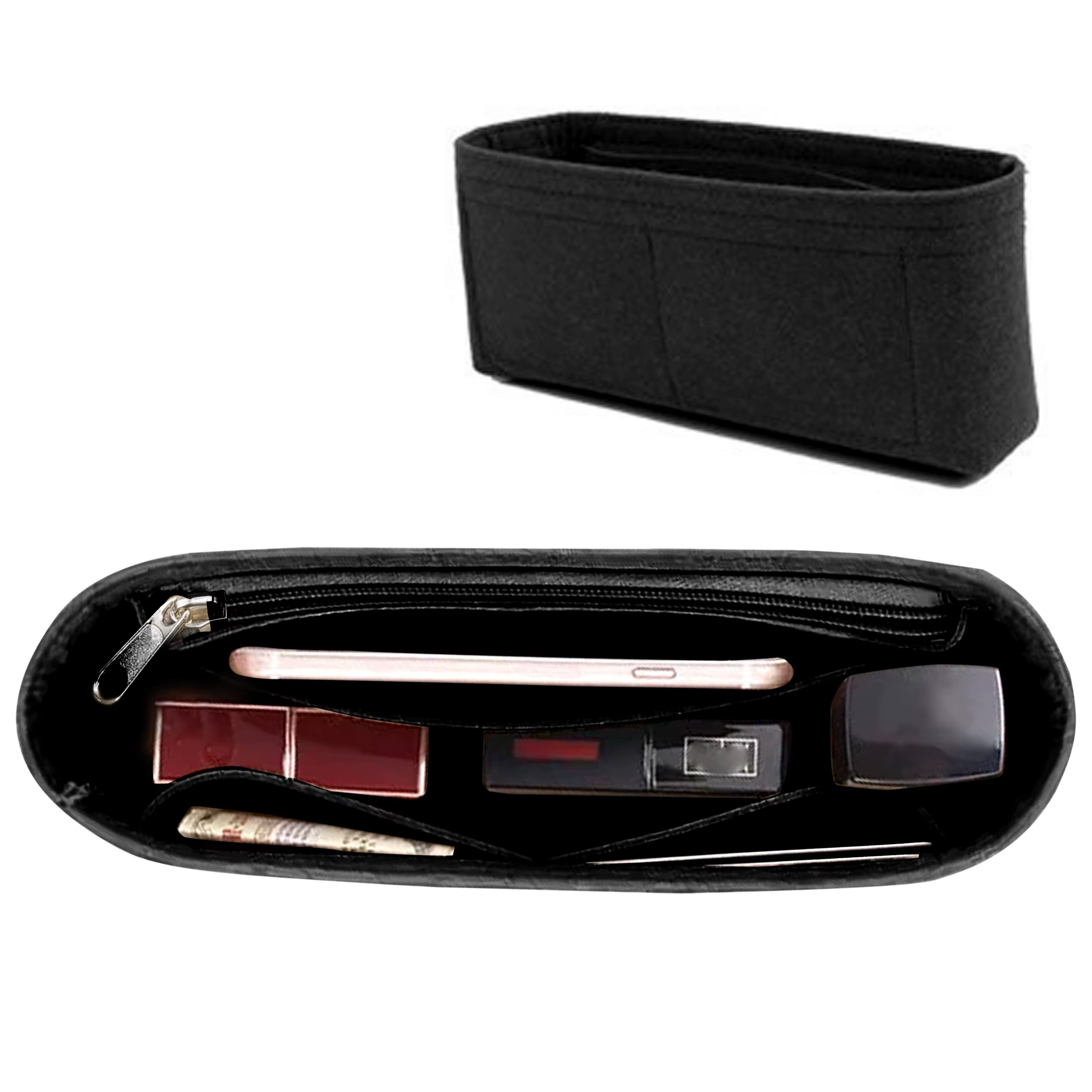 Insert organisateur de sac à main en feutre avec fermeture éclair – Pochette intérieure pour sacs à