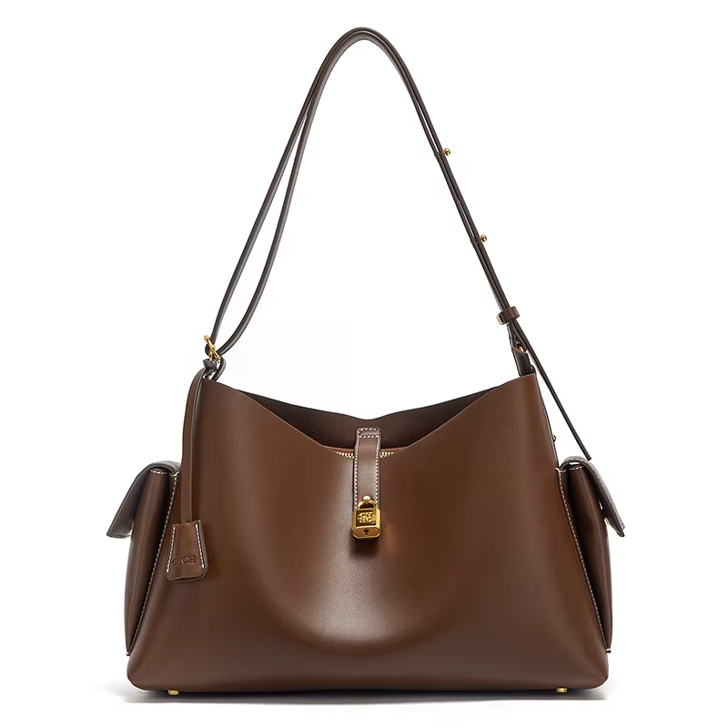 Sac à main CHCH pour femme, nouvelle collection Printemps/Été 2026, sac moto couleur café, grande ca
